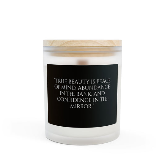 Affirmations "True Beauty Is Peace" -  Frosted Glass Candle - 11oz